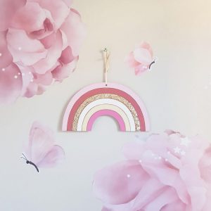 décoration murale arc en ciel bois