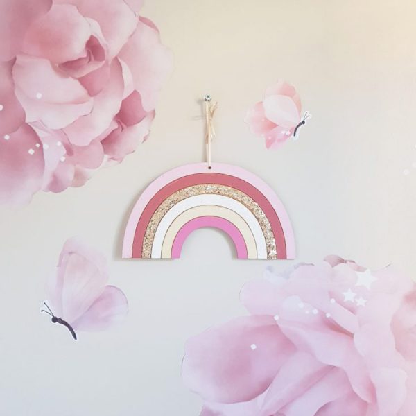 décoration murale arc en ciel bois