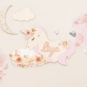 décoration murale licorne bois